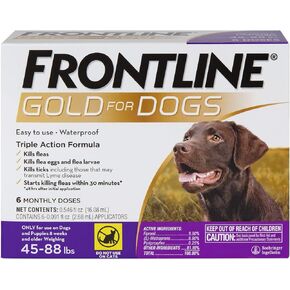 Frontline Gold Flea & Tick Treatment for Large Dogs Up to 45 to 88 lbs., Pack of 6