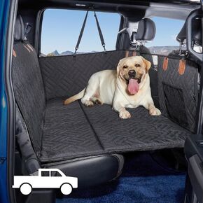 TKYZ Dog Back Seat Extender for Truck,Truck Dog Seat Cover Back Seat,Dog Hammock for Truck,Dog Bed for Truck,Non Inflatable Car Bed Mattress Pet Seat Covers for F150/RAM1500/Silverado (Gray)