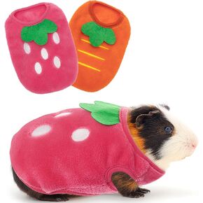 IPRAVOCI Guinea Pig Clothes - Cute Fleece Warm Pet Outfits for Rabbit Bunny Ferrets Chinchillas Kitten Chihuahua, etc. Small Animals - Strawberry Carrot Shape Cozy Vest Pet Costume