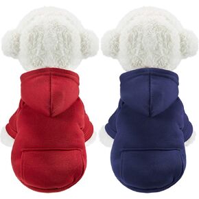SATINIOR 2 Pieces Winter Dog Hoodie Warm Small Dog Sweatshirts with Pocket Cotton Coat for Dogs Clothes Puppy Costume (S)
