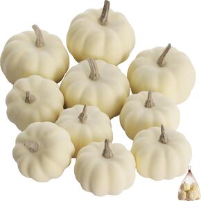 Artgar Pumpkin Decor, 8PCS Halloween Pumpkin, Metal Cracked Design Foam Pumpkins for Halloween Thanksgiving Fall Home Table Indoor Outdoor Decorations