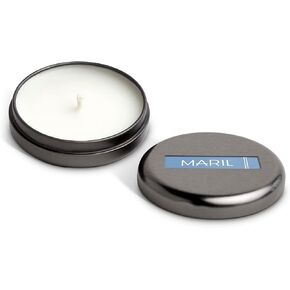 MARIL Travel 4 oz Soy Wax and Tin Metal Lidded Vessel Candle, Vetiver & Timur Pepper