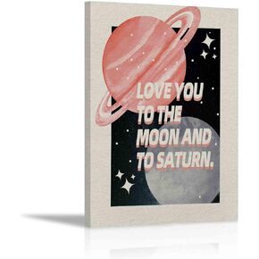 KEUSPI Love You to The Moon and to Saturn Wall Decor Canvas Wall Art Painting Paints Picture For Home Bedroom Girls Room,11x14Inch,Love Gifts for Her Girlfriend Wife Mom Family Friends