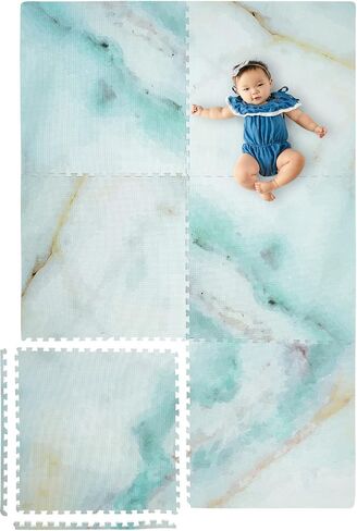 Yay Mats Stylish Extra Large Puzzle Play Mat, Thick, Soft, Non - Toxic Foam Covers 6 ft x 4 ft. Expandable Tiles with Edges - EVA Foam Play Mat for Floor (Carter Mudcloth Tan) in Saudi Arabia