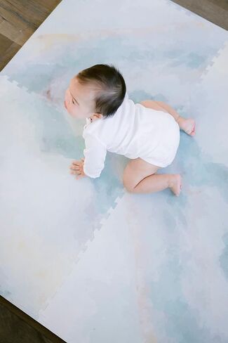 Yay Mats Stylish Extra Large Puzzle Play Mat, Thick, Soft, Non - Toxic Foam Covers 6 ft x 4 ft. Expandable Tiles with Edges - EVA Foam Play Mat for Floor (Carter Mudcloth Tan) in Saudi Arabia