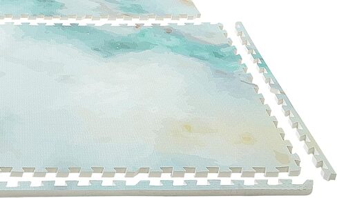 Yay Mats Stylish Extra Large Puzzle Play Mat, Thick, Soft, Non - Toxic Foam Covers 6 ft x 4 ft. Expandable Tiles with Edges - EVA Foam Play Mat for Floor (Carter Mudcloth Tan) in Saudi Arabia