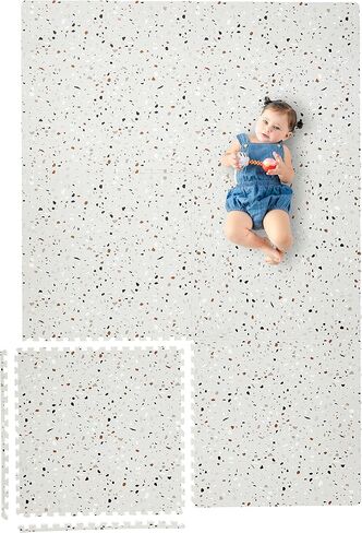 Yay Mats Stylish Extra Large Puzzle Play Mat, Thick, Soft, Non - Toxic Foam Covers 6 ft x 4 ft. Expandable Tiles with Edges - EVA Foam Play Mat for Floor (Carter Mudcloth Tan) in Kuwait