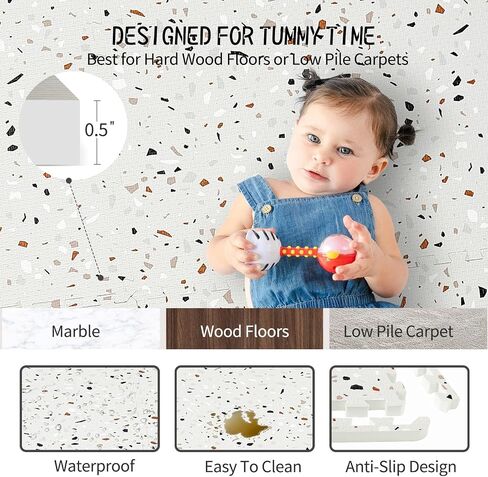 Yay Mats Stylish Extra Large Puzzle Play Mat, Thick, Soft, Non - Toxic Foam Covers 6 ft x 4 ft. Expandable Tiles with Edges - EVA Foam Play Mat for Floor (Carter Mudcloth Tan) in Kuwait