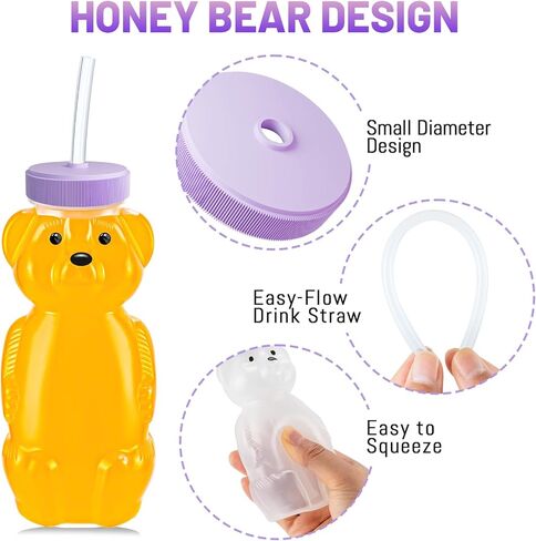4 قطع أكواب على شكل دب العسل، أكواب للأطفال مع 8 مصاصات مرنة وفرشاة واحدة للمصاصة، زجاجة عصير على شكل دب سعة 8 أونصة لتغذية الرضع واحتياجات الشرب للأشخاص الذين يعانون من ضعف صحة الفم (أزرق) in Kuwait
