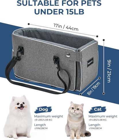 مقعد سيارة للكلاب الصغيرة من بورجيوننيست، مقعد معزز للكلب بوحدة تحكم مركزية مع حزمة جانبية، مقعد سيارة للحيوانات الأليفة مطور مع أحزمة أمان مزدوجة الحماية، وسادة قابلة للغسل، مقود أمان وجيب للتخزين in Kuwait