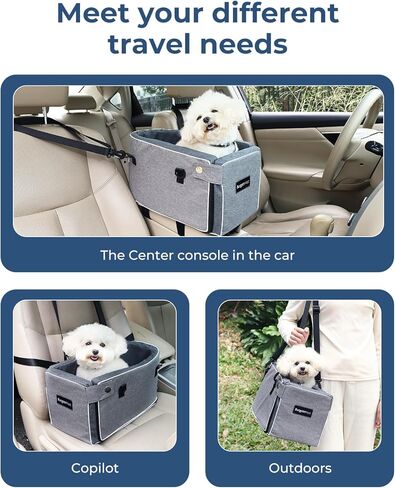 مقعد سيارة للكلاب الصغيرة من بورجيوننيست، مقعد معزز للكلب بوحدة تحكم مركزية مع حزمة جانبية، مقعد سيارة للحيوانات الأليفة مطور مع أحزمة أمان مزدوجة الحماية، وسادة قابلة للغسل، مقود أمان وجيب للتخزين in Kuwait