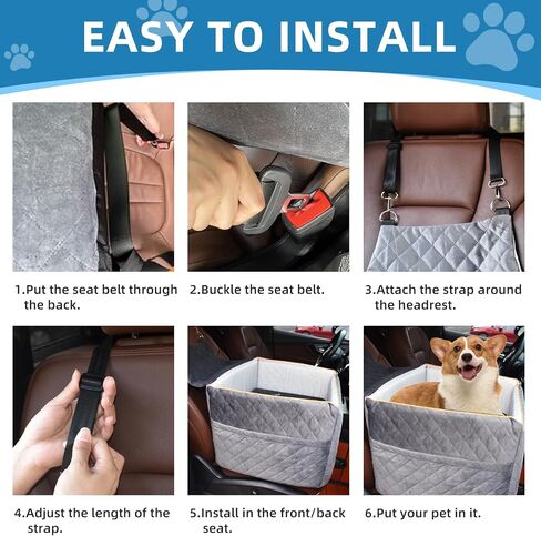 Dianyere Dog Car Seat for Small Medium Dog, Memory Foam Dog Booster Car Seat up to 25lbs with Washable Removable Cover, Anti-Slip Pet Travel Bed with Storage Pocket, Dog Seat Belt, 2 Dog Blankets in Saudi Arabia