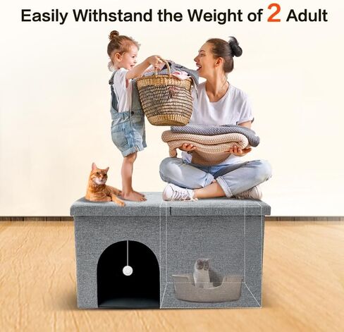 Docal Cat Litter Box Enclosure Hidden Litter Cat Box Furniture Box Hidden Litter Box Furniture with Litter Mat and Odor Control Filter for Large Cats for All Cat Sizes Gray Large in Kuwait