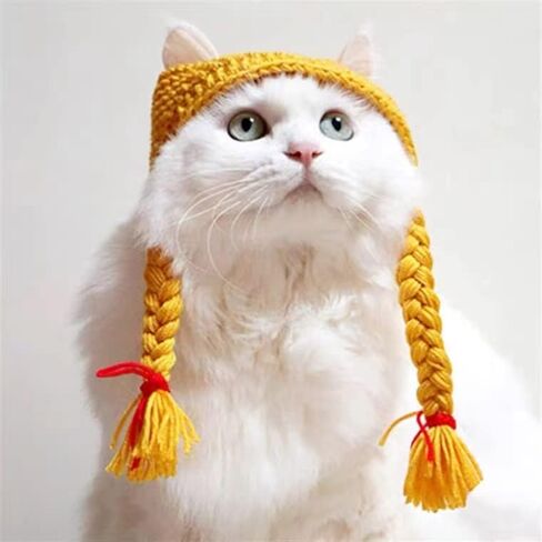 شعر مستعار للكلاب، شعر مستعار مجعد للكلاب، قابل للتعديل، زي للكلاب الأليفة، قبعة للقطط، مناسب للهالوين، الحفلات، التقاط الصور، شعر مستعار للكلاب الصغيرة والقطط (شعر أشقر مجعد) in Kuwait