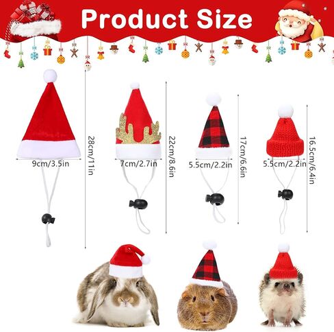 PStarDMoon 12 Pieces Small Animal Christmas Costume Guinea Pig Costume Mini Santa Hats Tiny Santa Hats with Scarfs and Butterfly Ties for Hamster Guinea Pig Chinchilla Hedgehog Rabbit (Green) (Green) in Kuwait