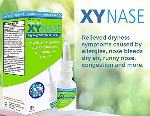 رذاذ الأنف الملحي الطبيعي من Xynase مع إكسيليتول - يخفف احتقان الأنف والأنف الجاف وأعراض الحساسية وضغط الجيوب الأنفية (0.75 أونصة سائلة لكل منهما) 3 عبوات in Saudi Arabia