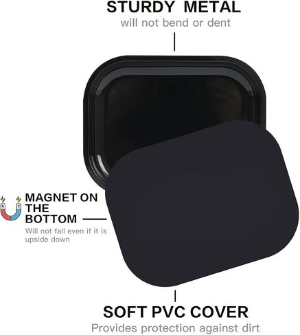 HOKirin Metal Tray with Soft Magnetic Lid,Metal Small Tray with Spill Proof Cover,Cute Black Blank Decorative Tray,Perfect for Home and On-The-Go,7" x 5.5" x 0.6“ in Kuwait