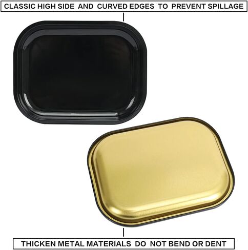 HOKirin Metal Tray with Soft Magnetic Lid,Metal Small Tray with Spill Proof Cover,Cute Black Blank Decorative Tray,Perfect for Home and On-The-Go,7" x 5.5" x 0.6“ in Kuwait