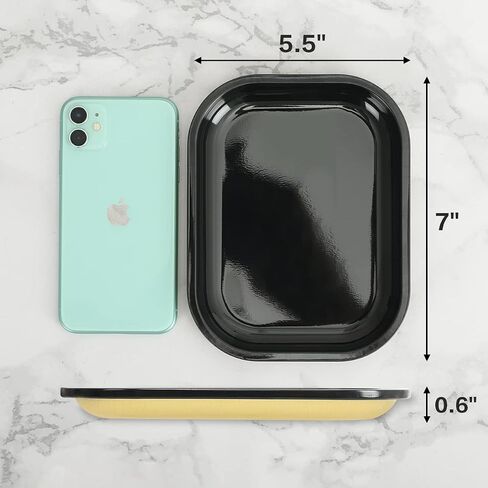 HOKirin Metal Tray with Soft Magnetic Lid,Metal Small Tray with Spill Proof Cover,Cute Black Blank Decorative Tray,Perfect for Home and On-The-Go,7" x 5.5" x 0.6“ in Kuwait