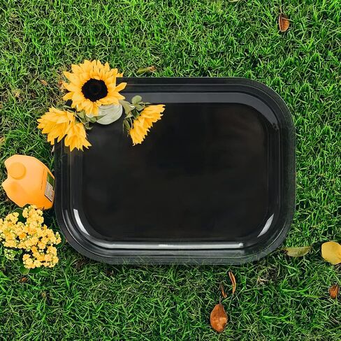 HOKirin Metal Tray with Soft Magnetic Lid,Metal Small Tray with Spill Proof Cover,Cute Black Blank Decorative Tray,Perfect for Home and On-The-Go,7" x 5.5" x 0.6“ in Kuwait