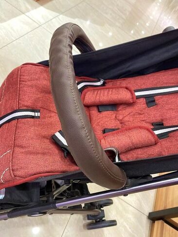 MINILUJIA Soft Smooth Leather Bumper Handlebar Sleeve Protect Case for Baby Stroller Dustproof Protect Cover with Zipper Close One Pair in Saudi Arabia