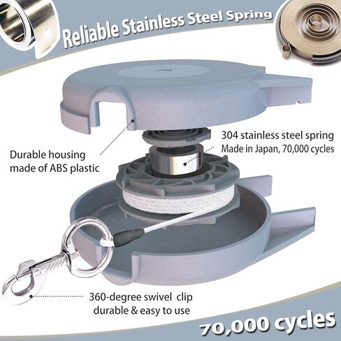 كيبل ربط للكلاب الصغيرة والكبيرة بوزن 15-60 باوند - 30 قدم قابل للسحب بطول 30 قدم رائع للفناء والحديقة - بكرة كيبل متينة قابلة للسحب لـ 70000 دورة - بانتظار الحصول على براءة اختراع in Kuwait