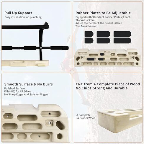 لوحة تعليق لتسلق الصخور تعمل مع شريط سحب للباب؛ بما في ذلك حامل الهاتف والأباريق والقرص والجيوب والحواف والمنحدرات للتدريب على تسلق الصخور in Kuwait