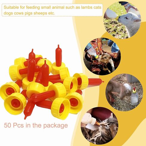 حلمات شرب حليب الحيوانات للحملان المرضعة - لوازم زجاجات تغذية المزرعة للماعز والجرو والكلاب والعجل والأغنام، 50 قطعة in Kuwait