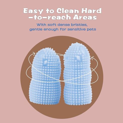 فرشاة أسنان أصابع الكلاب من جويسي، 4 قطع من فرشاة أسنان الكلاب شديدة التحمل، فرشاة أسنان ناعمة من السيليكون للكلاب والقطط (الأزرق والوردي) in Kuwait