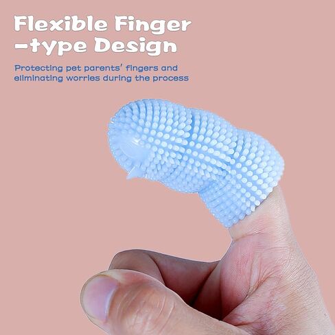 فرشاة أسنان أصابع الكلاب من جويسي، 4 قطع من فرشاة أسنان الكلاب شديدة التحمل، فرشاة أسنان ناعمة من السيليكون للكلاب والقطط (الأزرق والوردي) in Kuwait