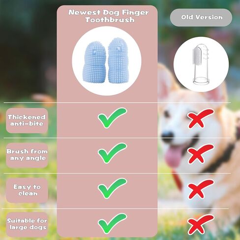 فرشاة أسنان أصابع الكلاب من جويسي، 4 قطع من فرشاة أسنان الكلاب شديدة التحمل، فرشاة أسنان ناعمة من السيليكون للكلاب والقطط (الأزرق والوردي) in Kuwait