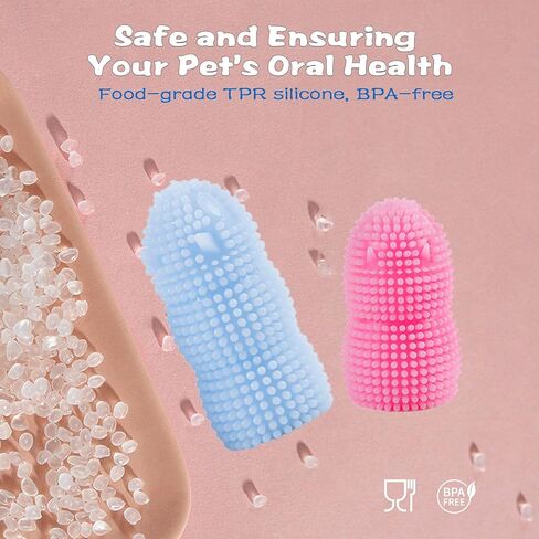 فرشاة أسنان أصابع الكلاب من جويسي، 4 قطع من فرشاة أسنان الكلاب شديدة التحمل، فرشاة أسنان ناعمة من السيليكون للكلاب والقطط (الأزرق والوردي) in Kuwait