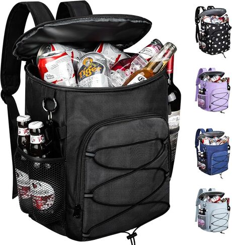 حقيبة ظهر Karamagic Cooler 24 علبة، مبردات حقيبة ظهر محمولة معزولة ومضادة للتسرب، حقيبة تبريد خفيفة الوزن للاحتفاظ بالساخنة والباردة لمدة 20 ساعة مصنوعة من أكسفورد 900D المقاوم للماء in Kuwait