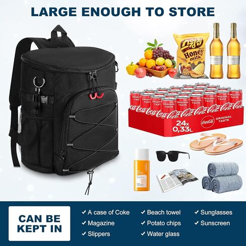 حقيبة ظهر Karamagic Cooler 24 علبة، مبردات حقيبة ظهر محمولة معزولة ومضادة للتسرب، حقيبة تبريد خفيفة الوزن للاحتفاظ بالساخنة والباردة لمدة 20 ساعة مصنوعة من أكسفورد 900D المقاوم للماء in Kuwait