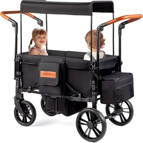 عربة أطفال JOYMOR مع مسند قدم، عربة أطفال خفيفة الوزن من الألومنيوم للأطفال الرضع، مظلة قابلة للتعديل، عجلة مقاس XL لجميع التضاريس، سهلة الدفع والسحب (رمادي، مقعدين) in Kuwait