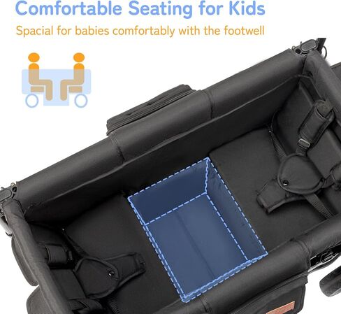 عربة أطفال JOYMOR مع مسند قدم، عربة أطفال خفيفة الوزن من الألومنيوم للأطفال الرضع، مظلة قابلة للتعديل، عجلة مقاس XL لجميع التضاريس، سهلة الدفع والسحب (رمادي، مقعدين) in Kuwait