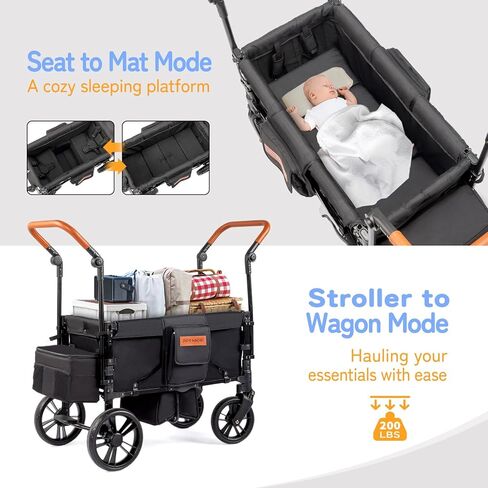 عربة أطفال JOYMOR مع مسند قدم، عربة أطفال خفيفة الوزن من الألومنيوم للأطفال الرضع، مظلة قابلة للتعديل، عجلة مقاس XL لجميع التضاريس، سهلة الدفع والسحب (رمادي، مقعدين) in Kuwait