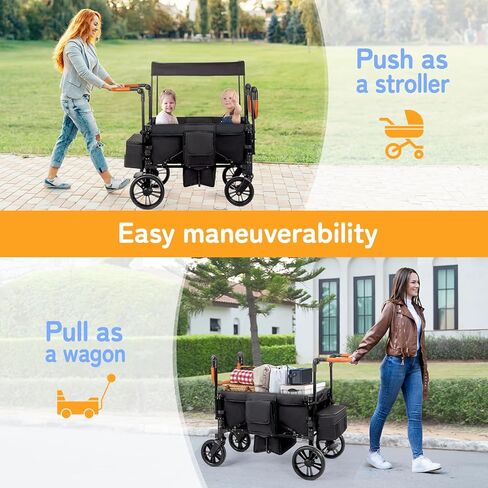 عربة أطفال JOYMOR مع مسند قدم، عربة أطفال خفيفة الوزن من الألومنيوم للأطفال الرضع، مظلة قابلة للتعديل، عجلة مقاس XL لجميع التضاريس، سهلة الدفع والسحب (رمادي، مقعدين) in Kuwait