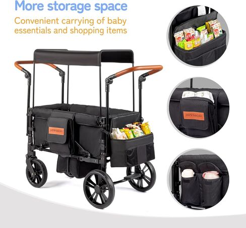 عربة أطفال JOYMOR مع مسند قدم، عربة أطفال خفيفة الوزن من الألومنيوم للأطفال الرضع، مظلة قابلة للتعديل، عجلة مقاس XL لجميع التضاريس، سهلة الدفع والسحب (رمادي، مقعدين) in Kuwait