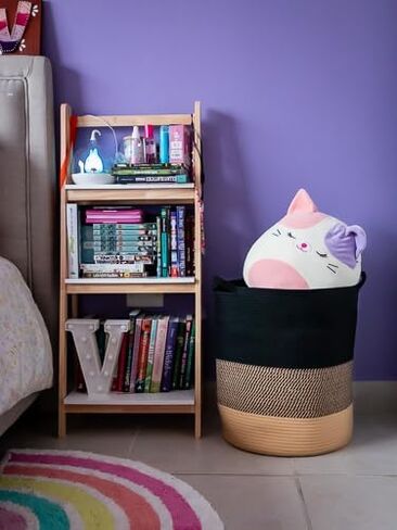 FUNKYHAUS Large Laundry Blanket Basket, 15x18 Black Camel, Woven Baskets for Storage, Storage for clothes, Cotton Rope Basket, Laundry Basket Hamper, Basket for Blankets, Toy Baby Baskets for Decor in Saudi Arabia
