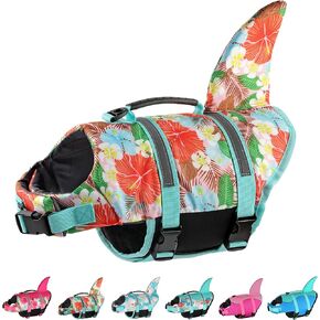 Dogcheer Dog Life Jacket Shark, American Flag Dog Life Vest with Reflective Stripes & Rescue Handle, Adjustable High Buoyancy Dog Swim Vest for Small Medium Large Dogs(Red & Dark-Blue, XL)