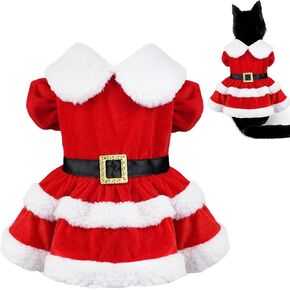 GOYOSWA Dog Christmas Dress Dog Christmas Outfit Clothes Red Dog Santa Costume Dog Holiday Outfit Christmas Dresses for Small Medium Dogs (Christmas Dress, Large)
