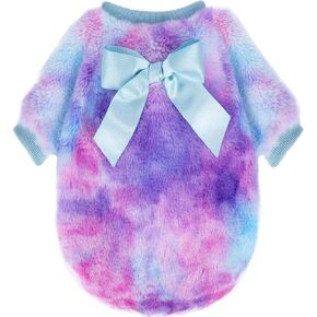 Fleece Dog Sweater Dress with Leash Ring Dog Sweater for Small Dogs Girl Fall Winter Dog Clothes Warm Puppy Sweater Pet Sweatshirts Coats for Small Dogs Christmas Dresses Cat Outfits, XS