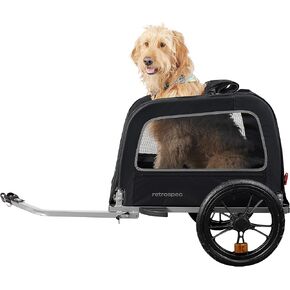 Retrospec Rover Waggin' Pet Bike Trailer - Small & Medium Sized Dogs Bicycle Carrier - Foldable Frame with 16 Inch Wheels - Non-Slip Floor & Internal Leash
