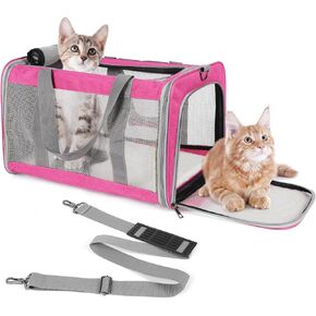 Pet Carrier for Large Cats of 20 Lbs, Collapsible Carrier Bag for Big Cat or 2 Kittens,Soft Sided Puppy Carrier with Sturdy Travel Transport Strap, Adequate Ventilation, 4 Mesh Windows (Blue) in Saudi Arabia