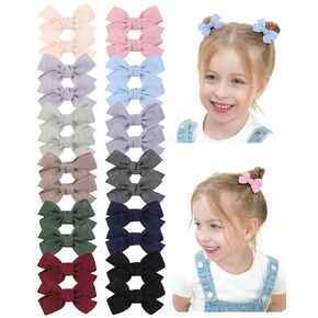doboi 24PCS 2.8'' Baby Hair Bows Clips Fully Lined Solid Ribbon Mini Bows for Girls Teens Infants Kids Toddlers Newborn
