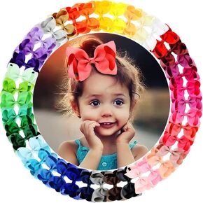 WillingTee 40colors 4.5" Hair Bows for Girls Grosgrain Ribbon Big Hair Bows Alligator Clips Hair Accessories for Baby Girls Infants Toddlers Teens Kids Children 20 Colors in Pairs