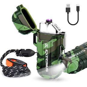 ولاعات كهربائية قابلة لإعادة الشحن 360 درجة من إكستريموس بليز، ولاعة بقوس مزدوج، ولاعة بلازما مقاومة للرياح، ولاعة مقاومة للماء، ولاعة عديمة اللهب مع حبل صفارة للتخييم (مصباح يدوي أسود) in Kuwait