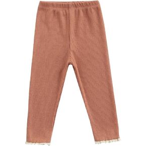 Toddler Baby Girls Leggings Ribbed Cotton Knit Lace Trim Footless Ruffle Tight Stocking Bottom Pants in Kuwait