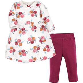 Hudson Baby Unisex Baby Quilted Cotton Dress and Leggings